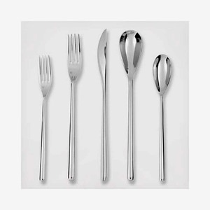 Mango de diseño rectangular plano con logotipo personalizado con juego de cubiertos de aspecto moderno plateado único - Product Image 2