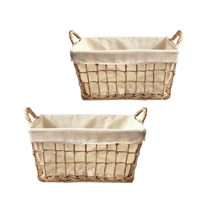 CESTA DE ALMACENAMIENTO DE JACINTO DE AGUA DE Bambú de Ratán Hecha a Mano Tejida a Mano con Forro de Algodón Acogedor Ideal para Almacenamiento y Decoración - Product Image 1