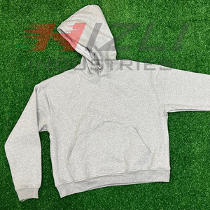 <b>Men's</b> Oversized <b>Grey</b> Hoodie Breathable Heavy Blend Cotton Fleece <b>Sweatshirt</b> with Embroidered Drawstring Pocket Design for Winter - Product Image 5