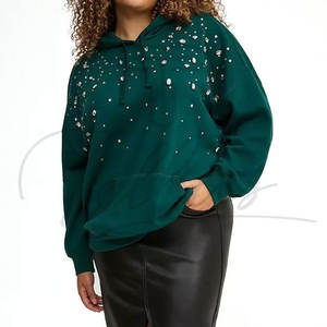 Sudadera con Capucha para Mujer, Tejida con Pedrería, Ecológica, de Spandex y Nailon, con Logotipo Frontal, de Secado Rápido, Nueva Llegada, Venta al Por Mayor de Fábrica - Product Image 2