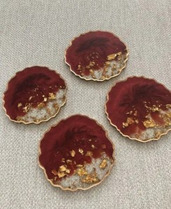 Posavasos de resina hecho a mano para decoración de mesa de cocina casera posavasos de Arte de resina de la India - Product Image 1