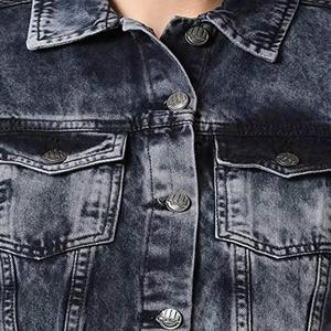 Chaqueta Vaquera Negra Extra Grande para Mujer, Cierre de Botones, Mangas Largas, Algodón Tejido Transpirable, Temporada de Otoño, Acabado de Alta Calidad - Product Image 5