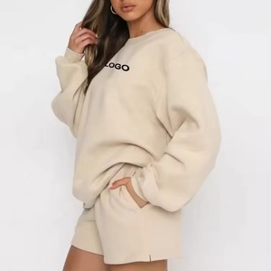 ชุดเสื้อสเวตเชิ้ตผ้าฟลีซถักสองชิ้นสำหรับผู้หญิงชุดใส่อยู่บ้านใส่สบายเหนือเข่าใส่สบายๆสำหรับผู้หญิง - Product Image 5