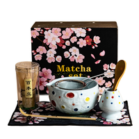 Ensemble de thé Matcha de style japonais Planet Ceramic, fouet à thé, support pour cuillère à Matcha, porte-cuillère à Matcha, bol à Matcha