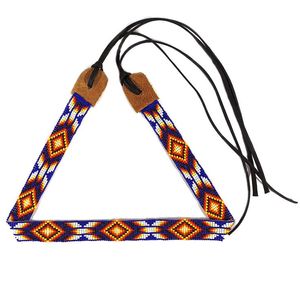 Bandeau de chapeau occidental de luxe fait à la main avec des perles de rocaille colorées, broderie de style mexicain, motif tribal - Product Image 2