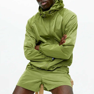 Custom Two Piece Casual Solid Windbreaker Jacket and Short Set Drawstring Closure <b>Polyester</b> <b>Tracksuit</b> 2026 - Product Image 3