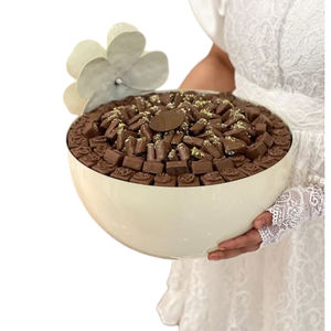 Fancy Design Home Table Decor <b>Chocolate</b> Sweets Serving Bowl Made Of <b>White</b> Metal <b>Chocolate</b> Bowl With Floral Accent Low Price - Product Image 1