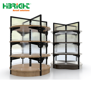 Estante de Exhibición Redondo de Madera y Metal, Góndola Circular para Supermercado, Exhibidor de Mercancía de 4 Vías para Tienda Minorista - Product Image 6
