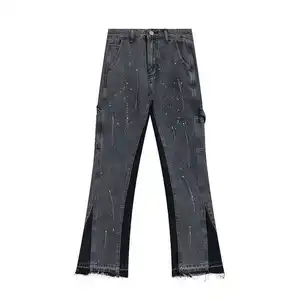 Jeans Jeans a zampa d'inchiostro da uomo e donna alla moda Hip-hop pantaloni dritti larghi