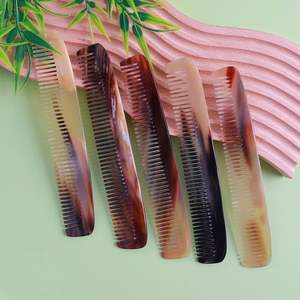 THREE NATURAL CUSTOMIZED HANDMADE HORN COMB with Fine and Wide Teeth Handmade Buffalo Horn Comb for Hair Styling - Product Image 4