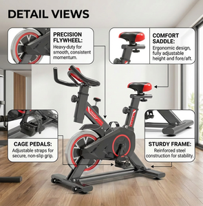 Bicicleta de Spinning Profesional 2026 Lista para Enviar con Resistencia Silenciosa de Correa Magnética y Monitor <span class=keywords><strong>Digital</strong></span> para Gimnasio en Casa y Fitness - Product Image 3