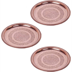 Platos de Presentación Clásicos Ecológicos de Cobre Dorado Rosa de 14 Pulgadas para Bodas y Fiestas, Artesanía Saniya - Product Image 6