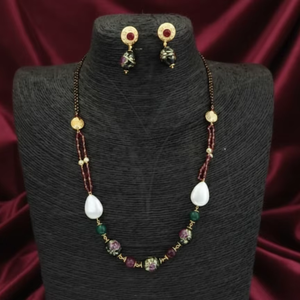 Elegant Fancy Style Antique <b>Jewellery</b> High Gold Polish Ethnic Beaded Mala <b>Set</b> Ideal <b>for</b> <b>Women</b> <b>for</b> Parties Weddings - Product Image 1