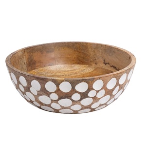 Prix raisonnable en bois bol de service dîner vaisselle salade Fruits affichage plat décoratif forme ronde sculpté à la main bol Offre Spéciale - Product Image 1