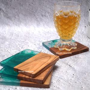 Handcrafted Wooden & Resin Square <b>Coasters</b> Set Modern <b>Drink</b> <b>Coasters</b> <b>for</b> Coffee Table, Bar, and Home Decor - Product Image 3