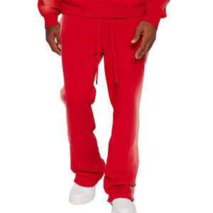 Custom 100% Cotton Waterproof Winter Rhinestone Stacked Streetwear <b>Applique</b> Embroidery Regular Fit Flared Sweatpants Men - Product Image 6