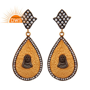 Beautiful White Zirconia Earrings Designer 18k Gold Plated Brass Fashion Drop Dangle Earrings Jewelry Supplier - Product Image 3