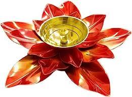 Venta al por mayor aceite de latón indio Diya para rituales religiosos hindúes Pooja latón indio Diya superventas regalo de Diwali de color rojo - Product Image 4