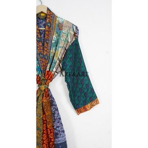 Vintage Elegant Silk Sari Kimono <b>Women's</b> Bathrobe <b>Nightgown</b> Sexy Bohemian Soft Breathable High Quality Sleepwear - Product Image 3