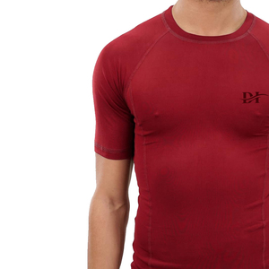 Camisa de compresión de media manga para hombre, ropa de gimnasio de secado rápido de punto, camiseta de entrenamiento ajustada, logotipo personalizado, Spandex/nailon - Product Image 5