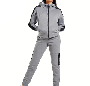 Nuevo DISEÑO DE Chaqueta de algodón con cremallera y bolsillos, logotipo personalizado, traje de jogging en blanco, conjunto de chándal para mujer, chándal para correr para mujer - Product Image 1