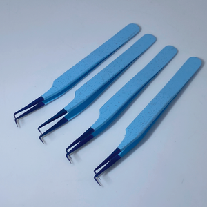 Pince à épiler d'extension de cils bleu et noir pour bébé fabricant d'outils de beauté en acier inoxydable de haute qualité inclinés - Product Image 4