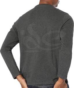 T-shirt à col rond anti-rides pour homme, coupe ajustée, 100% coton, respirant, manches longues, style streetwear, logo personnalisé, poids lourd vierge - Product Image 3