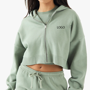 Sudadera Lisa para Mujer con Acabado Suave para Uso Diario, con Dobladillo Acanalado, Precio Económico, Diseño Corto con Cierre de Cremallera y Logotipo Personalizado - Product Image 1