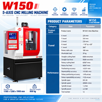 Fraiseuse CNC à portique 5 axes SIEG W150, petite taille, ISO20, 24000 tr/min, 12 outils ATC, haute précision, équipement éducatif pour fablab
