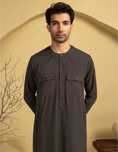 Vêtements islamiques pour hommes, thobe à col rond, thobes personnalisés à franges, respirants, musulmans, thobe saoudien, Moyen-Orient, manches longues, jubba - Product Image 4