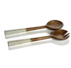Ensemble de service à salade en bois écologique fourchette et cuillère ustensiles de cuisine vaisselle exportation indienne à bas prix - Product Image 3
