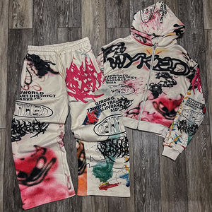 Streetwear d'hiver OEM Ensemble de pantalons de survêtement à capuche Y2K Survêtement deux pièces pour hommes en polyester/coton mélangé avec impression graphique personnalisée - Product Image 6