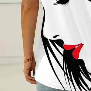 Camiseta deportiva de punto para mujer, de manga corta, corte regular, transpirable, con cremallera, para verano - Product Image 2