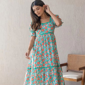 Handmade Indian Cotton Short Dress Stylish Party Beach Wear for Women Personalized Bride Gift Natural Waistline Summer <b>Wife</b> Gift - Product Image 1