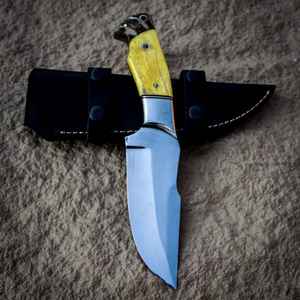 Couteau de chasse artisanal en acier à haute teneur en carbone 1095 15N20, lame fixe pleine longueur, survie en extérieur, personnalisable OEM avec étui - Product Image 5