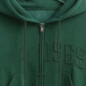Sweat-shirt à capuche en molleton doublé 100% coton avec fermeture éclair intégrale et logo personnalisé, style classique, décontracté, pour tous les jours, fabricant OEM/ODM - Product Image 5
