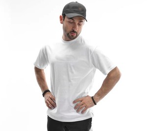 2025 Streetwear t-shirt fabricant de qualité supérieure blanc uni coton surdimensionné T-shirts hommes col rond manches courtes imprimé - Product Image 3