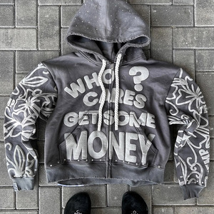 Nueva Sudadera con capucha personalizada con estampado de flores Puff Diseños personalizados Sudaderas con capucha para sudaderas con capucha de gran tamaño unisex - Product Image 2