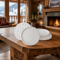 Patins de protection ronds en caoutchouc antidérapants pour pieds de meubles, motif nid d'abeille blanc, pour chaises et mobilier domestique