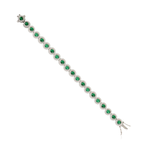 Qualité supérieure 100% naturel Malachite diamant américain rond fleur Bracelet meilleur meilleur vendeur 925 en argent Sterling bijoux fins - Product Image 5