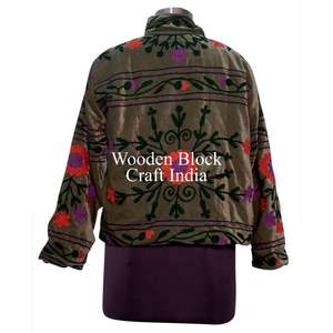 Handmade <b>Velvet</b> Suzani Boho <b>Jacket</b> for Women Colorful Embroidered Short Coat with Bohemian Style and Casual Comfort - Product Image 5