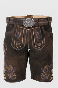 HERREN BAVARIAN BROWN OKTOBERFEST LEDERHOSEN Pantalones Trachten Pantalones Tela de cuero personalizada Cuero de vaca Gamuza 2025 - Product Image 2