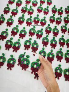 Creative Boho Christmas Tree/Santa Snowflake Beaded Heggie <b>Earrings</b> Trendy Bohemian Style for Parties or Gifts - Product Image 3