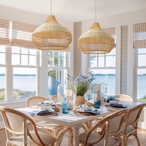 Beactrice โคมไฟทรงโดมขนาดเล็กสีน้ำตาลสำหรับห้องครัวและห้องอาหารสไตล์นอร์ดิกปรับความสูงได้หวายกับฐานหลอด E26 - Product Image 3