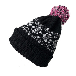 High Quality Jacquard Beanies Fashionable Custom Winter Hats with <b>Pom</b> Woven Badge Fleece Lining - Product Image 3