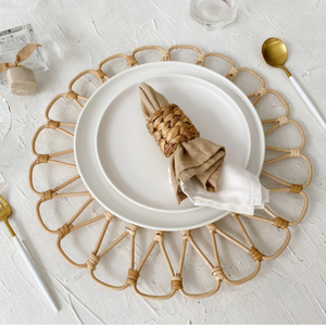 Handmade Natural Wicker <b>Rattan</b> Coasters and Wedding Bamboo <b>Placemats</b> Water Hyacinth Seagrass Vintage Style - Product Image 4