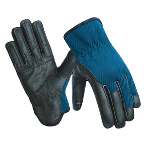 Cowhide Aniline Leather Anti-Slip Breathable Elastic Wrist Work <b>Gloves</b> for Drivers Safety Canvas Cleaning Industrial Use - Product Image 2