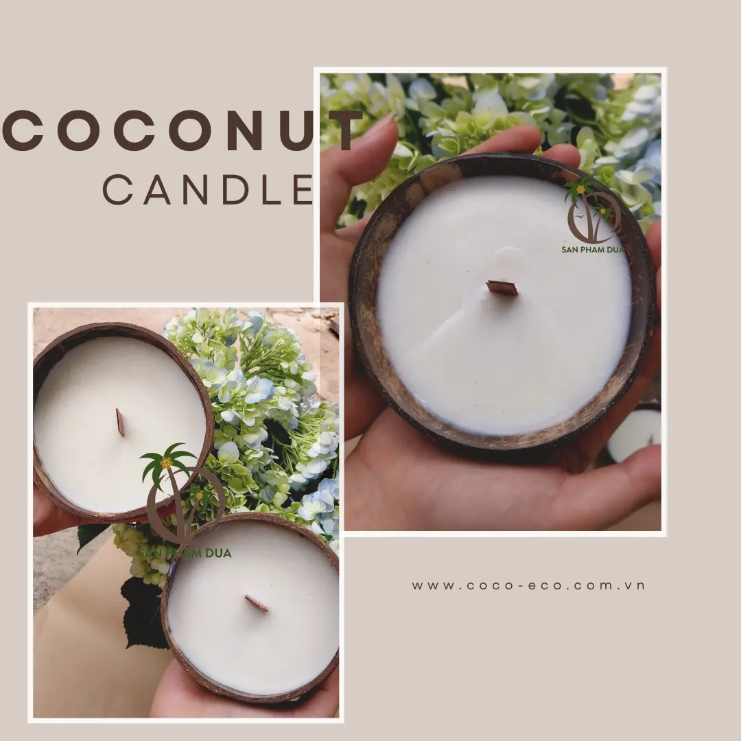 Свеча из кокосовой скорлупы с натуральным запахом