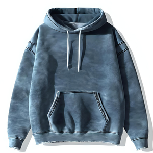 เสื้อฮู้ดดี้ฟอกสีแบบวินเทจ ผ้าฟลีซเนื้อนุ่มทรงโอเวอร์ไซส์ ผลิตจากผ้าฝ้ายอย่างดี รับผลิตแบบ OEM/ODM และติดฉลากสินค้าส่วนตัว - Product Image 1