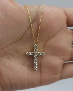 เครื่องประดับที่ดีของผู้ชายสร้อยคอชุบทองสีเหลืองจี้เพชรโมอิสซาไนต์ที่ปลูกในห้องปฏิบัติการหรูหราและมีสไตล์ - Product Image 3